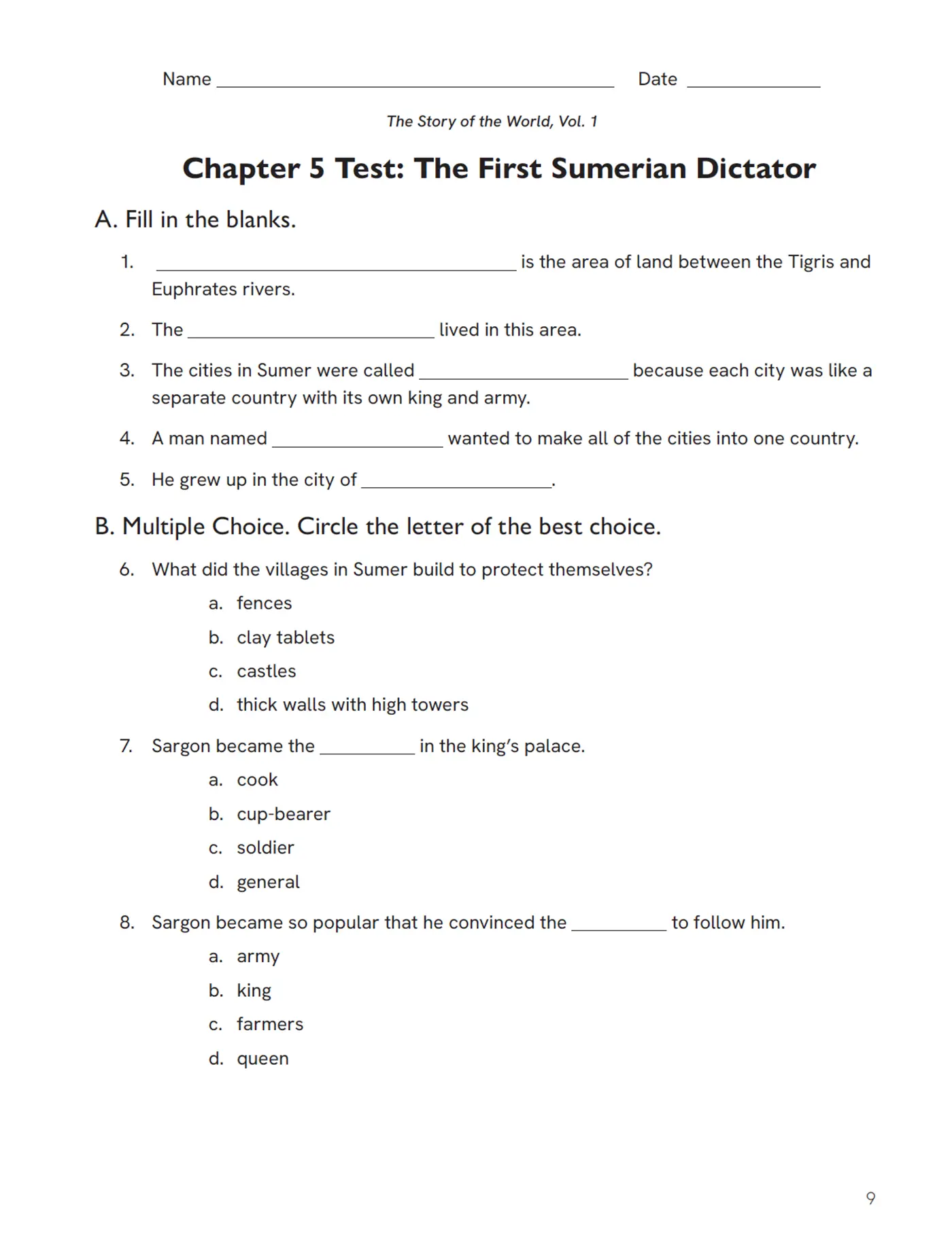 Tests and Answer Key to The Story of the World, Volume 1: Ancient Times, 25th Anniversary Expanded Edition - Image 4